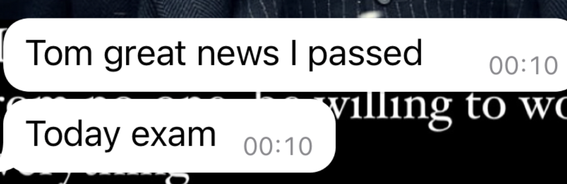 Message from a learner: great news, I passed today's exam