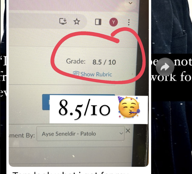 Screenshot of a learner scoring 8.5 out of 10