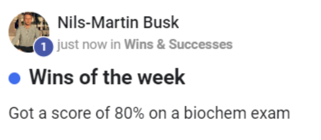Nils-Martin Busk scored 80% on a biochem exam